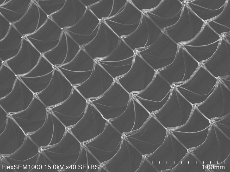 MEW microfiber lattice scaffold at 40x magnification