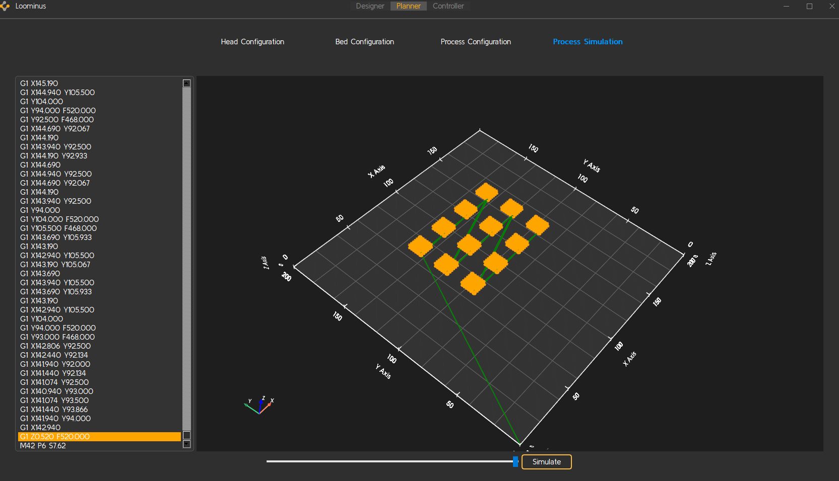 Planner Process Simulation with square scaffolds, alternate angle