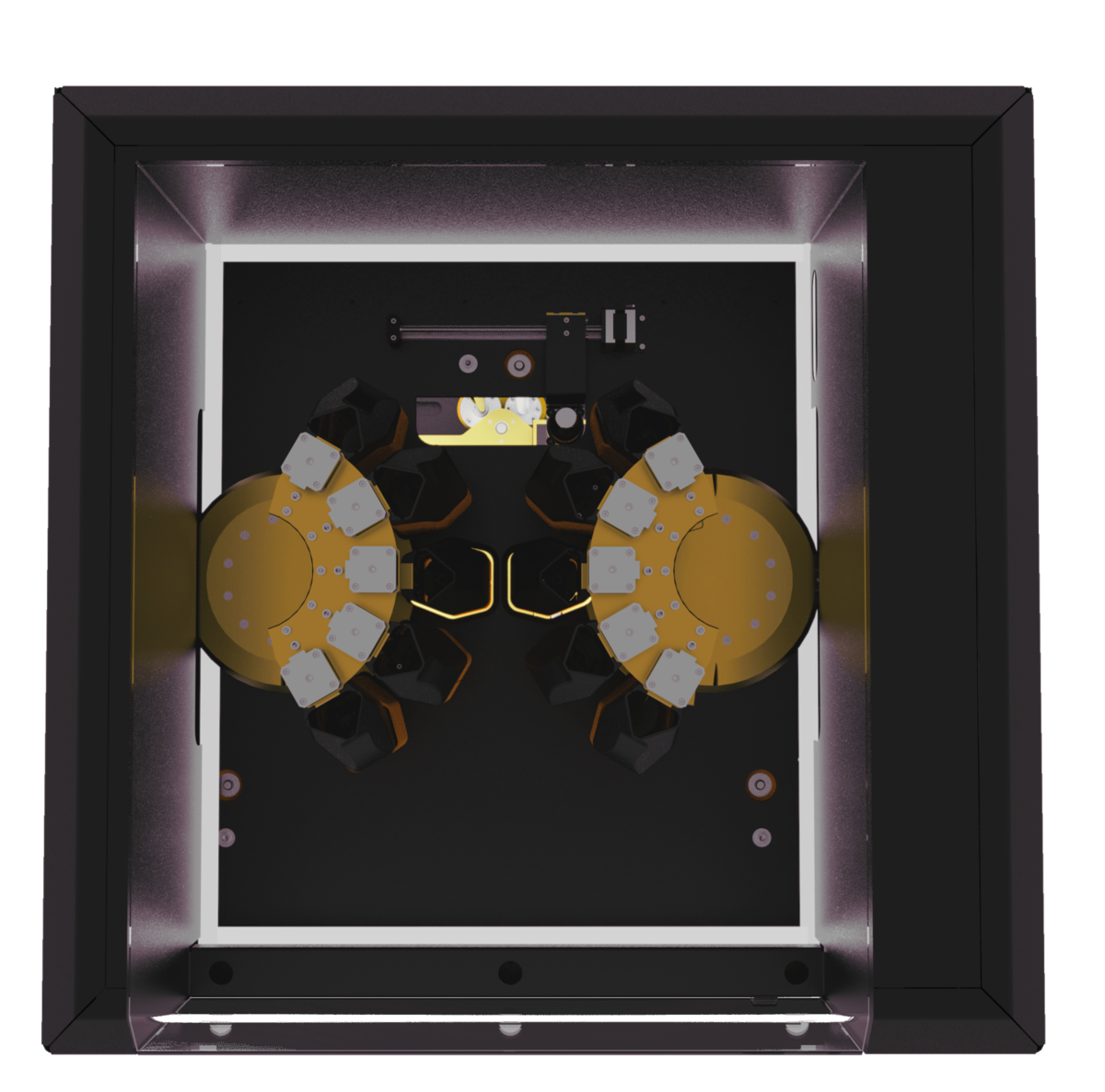 Top-down view of BioLoom dual turret architecture at scale